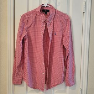 Ralph Lauren Youth XL Dress Shirt - Sz 18 - 20 Red And White Checked Shirt